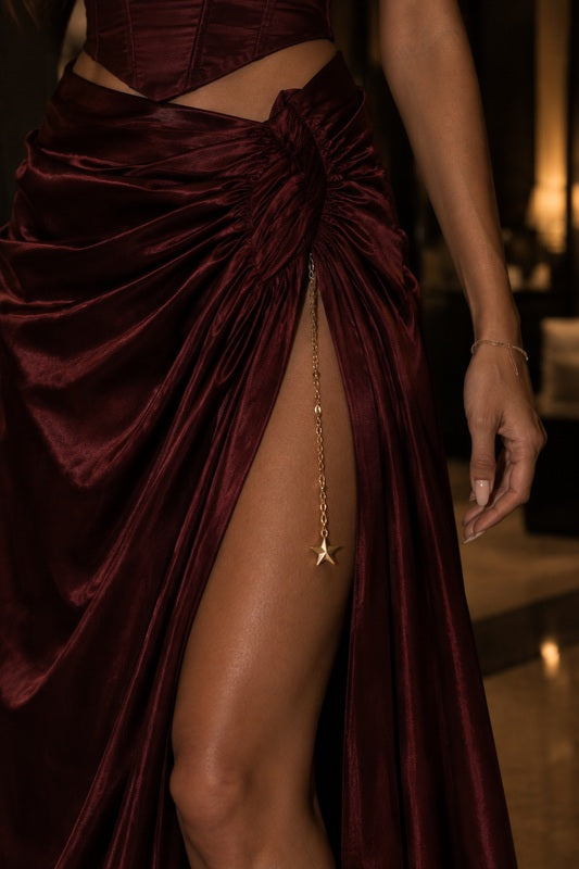Satin Draped Skirt
