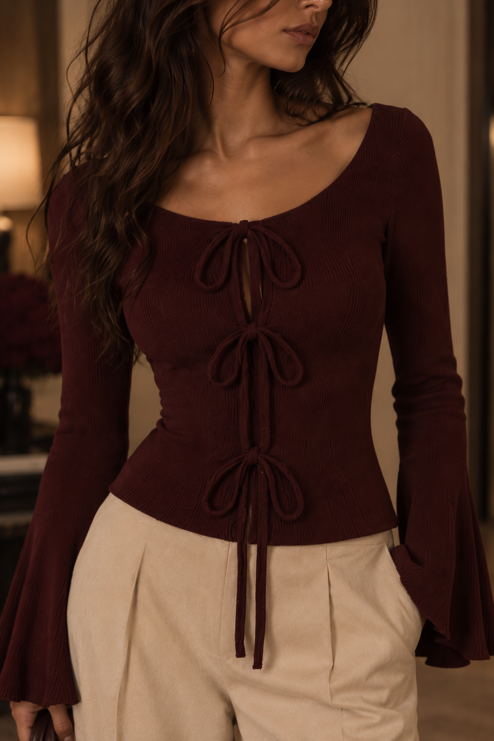 Tie-Front Knit Top
